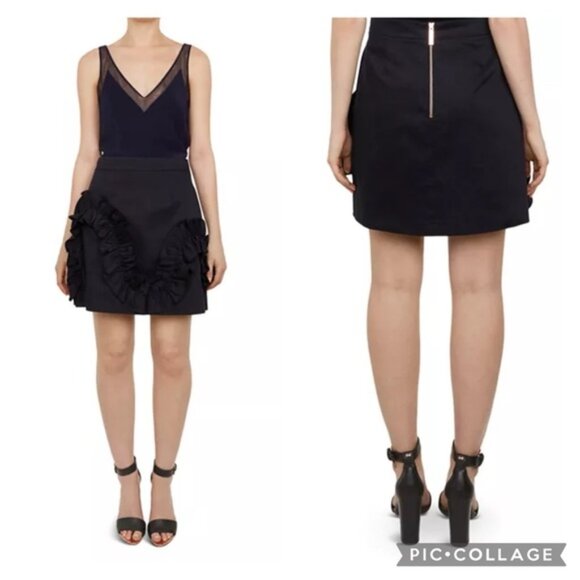Ted Baker Suzanah Ruffled Mini Skirt cotton us 6